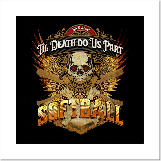 Life is Short - Live to Play Softball - Fiery Sunset Wall Art by FutureImaging